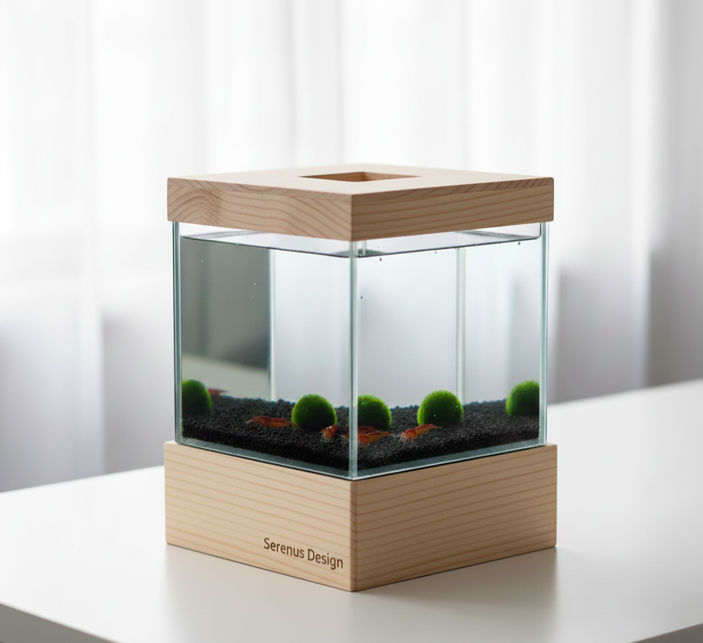 The Cube Nordic Pine - Masif çam ağacından el yapımı premium akvaryum